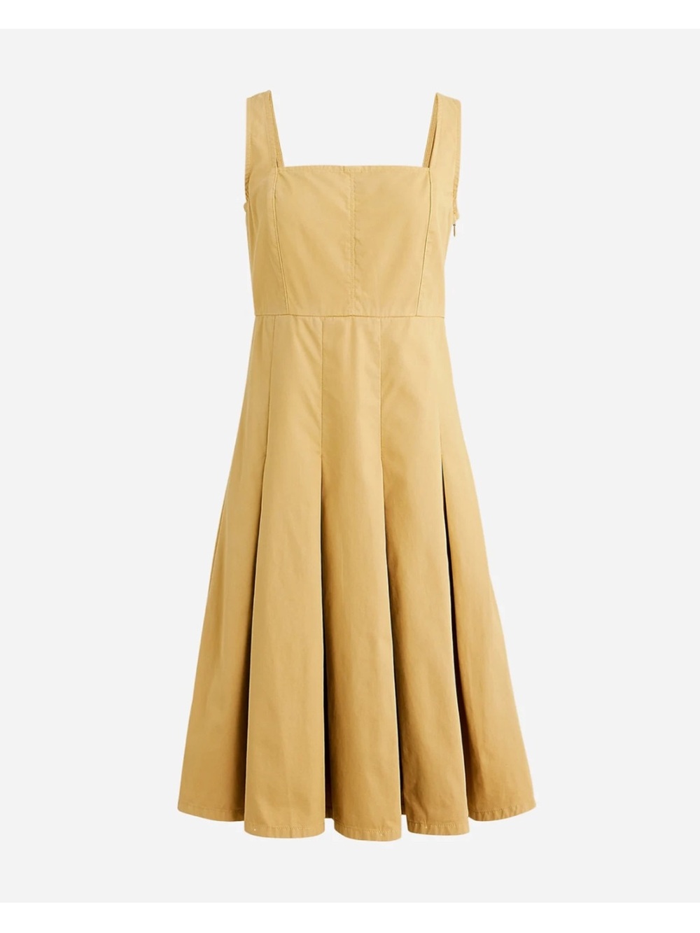J. Crew Square Neck Pleated A-Line Midi Dress Honey Brown Tan 12